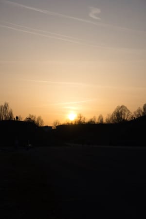 Sonnenuntergang auf dem Rollfeld